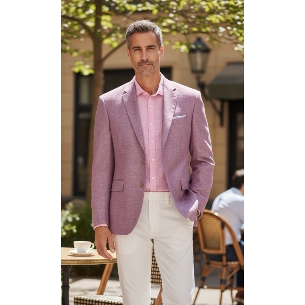 Jos. A. Bank Mens Purple Traditional Fit Textured Sportcoat 50R - NEEDS REPAIRS